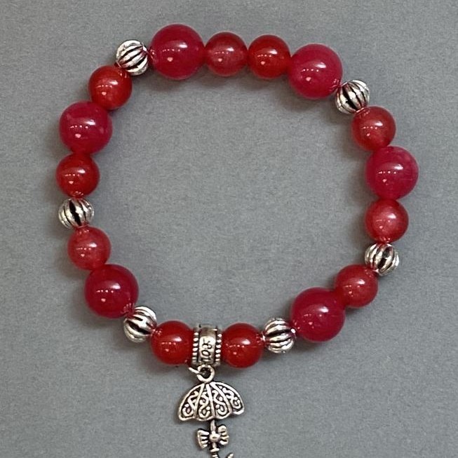 Tourmaline bracelet, smooth 8 mm and 10 mm beads with metal spacers, length 18 cm +/-, stretch