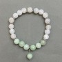 Bracelet Amazonite Bead 8mm+-Frosty Agate White 7mm+-with Metal Inserts, Stretch Length 18mm+