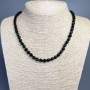 Necklace Turmaline Black Natural Stone Faceted Cube, 7x7mm diameter, length 50cm