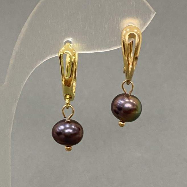 Earrings River Pearls Peacock Black, 8mm ±, length 25mm ±