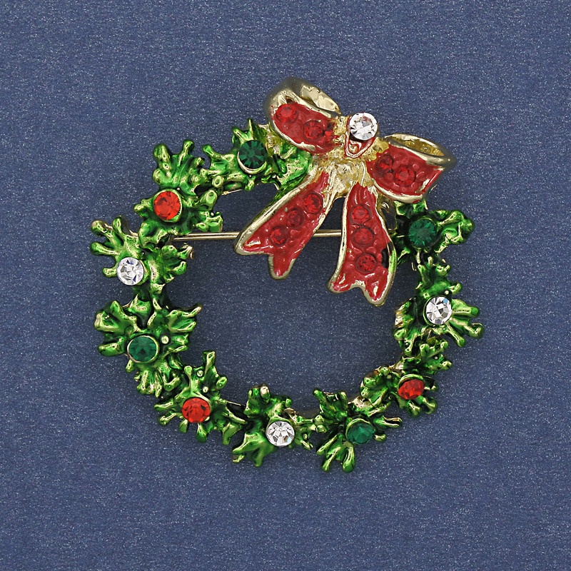 Brooch Pendant 'Wreath' Enamel with Crystals 36mm+