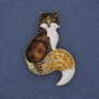 Brooch Pendant Fox Enamel with Rhinestones 54x35mm