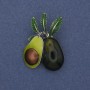 Brooch pendant Avocado, colored enamel, silver metal 39×27 mm