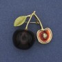 Brooch Cherry with color enamel and golden metal 37x37mm+