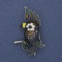Parrot Brooch with Colorful Enamel on Silver-tone Metal 51x31mm
