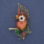 Brooch Parrot red and green enamel with golden metal 51x31mm+