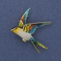 Brooch Pendant Bird color enamel with golden metal 38x26mm+