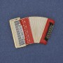 Brooch Accordion red and white enamel with golden metal 43x28mm+