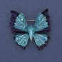 Brooch Pendant Butterfly Purple and Blue Enamel Rainbow Rhinestones Silver Metal 39x42mm+