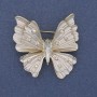 Brooch Pendant Butterfly with White Enamel Rainbow Rhinestones Gold-tone Metal 39x42mm+