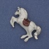 Brooch Pendant Horse White Enamel Silver Metal 44x27mm+