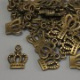 Pendant Crown Bronze Tone, brass bronze color, dimensions 15x10x1 mm±, hole diameter 2 mm±, packaging 20 g (~36 pcs)