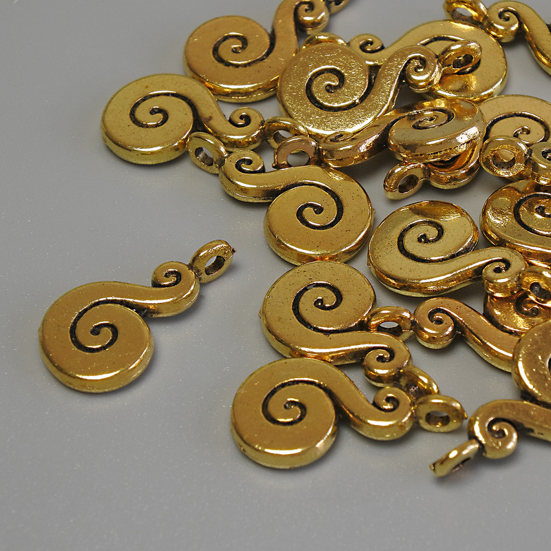 Finding Pendant in Gold Color, size 17x10x2 mm± hole diameter 2 mm± packaging 20 g (~17 pcs)