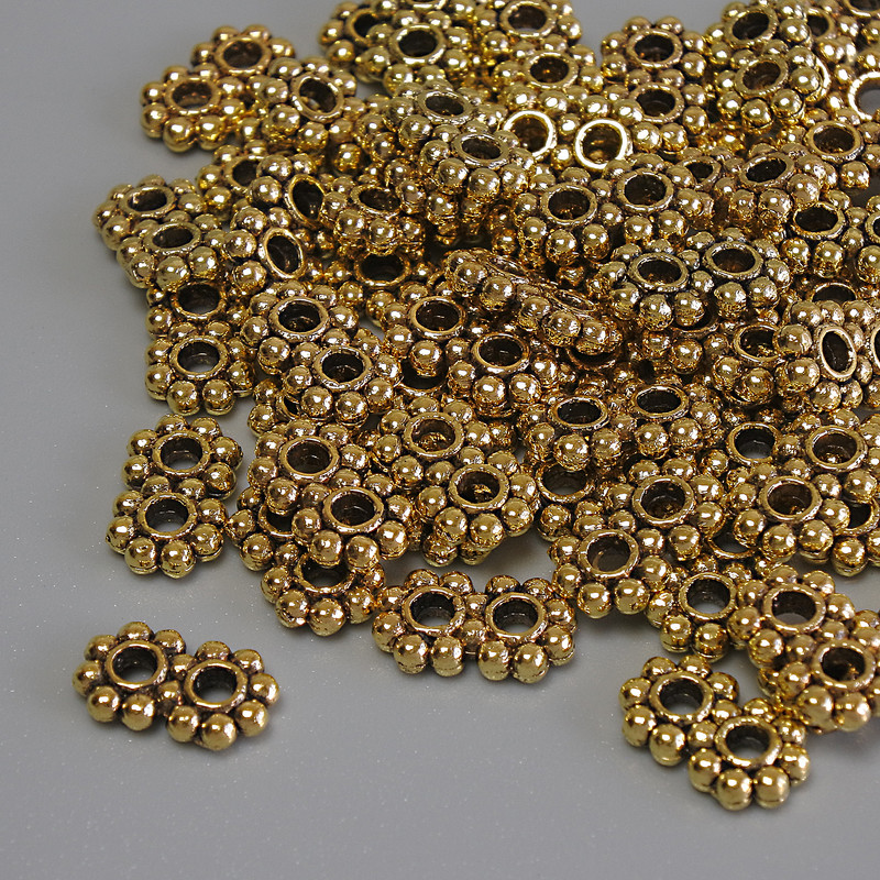 Row spacer pendant in gold-metal color, 9×5×2 mm± hole diameter 2 mm± packaging 20 g (~ 57 pcs)