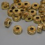 Gold Bead Inlay Findings, Metal Color Gold, Ø 7×4 mm ± hole, Ø 2.9 mm ± packaging 20 g (~25 pcs)