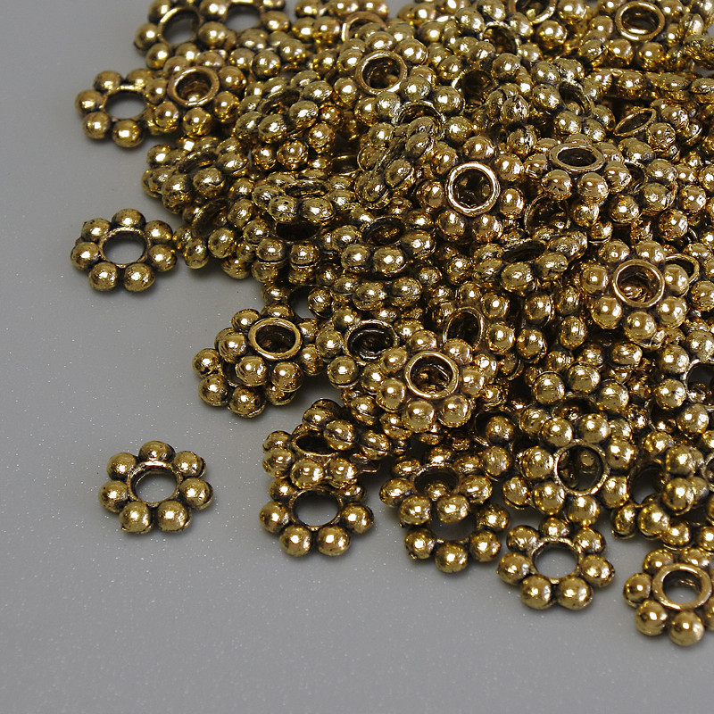 Bead Inlay Findings Color Gold Tone, Ø 6x1.5 mm ± hole, Ø 2 mm ± packaging 20 g (~132 pcs)