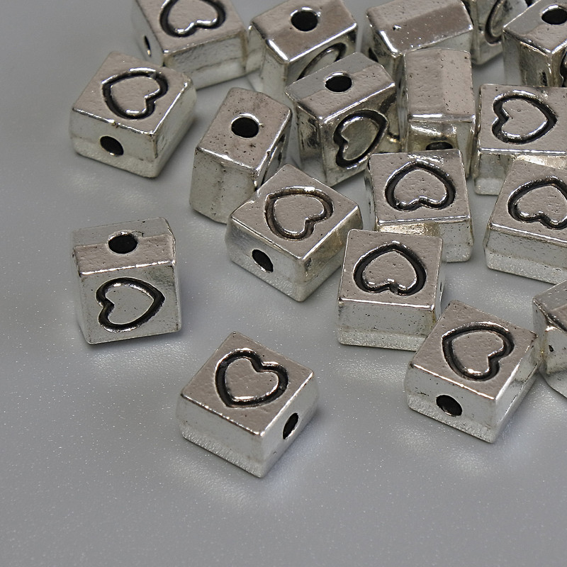 Bead Inlay Component, Metal Color: Silver, 7 mm dia. +/- hole 1.8 mm +/- packaging 20 g (~19 pcs)