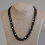 Necklace Black Tourmaline Faceted Square, 10.5-11mm, diameter 10.5-11mm, length 50cm, with clasp