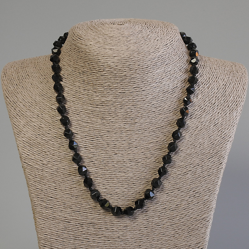 Necklace Black Onyx Multistrand, diameter 8×7mm±, length 50cm± with clasp
