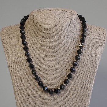 Necklace Black Onyx Multifaceted, diameter 10×9 mm±, length 50 cm± with clasp