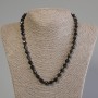 Necklace Silver Obsidian Multistranched Beads, 8x7 mm, length 50 cm ± with clasp