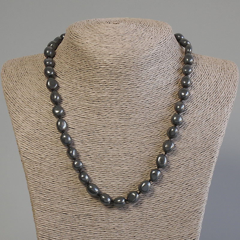 Hematite Faceted Beads Necklace, diameter 9-11×8 mm, length 50 cm +/- with clasp