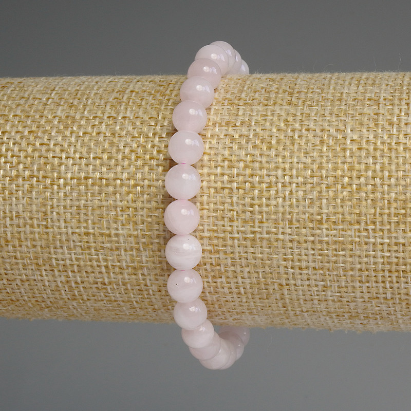 Bracelet Madagascar Pink Quartz smooth bead, diameter 6mm+-, length 18mm+- stretch