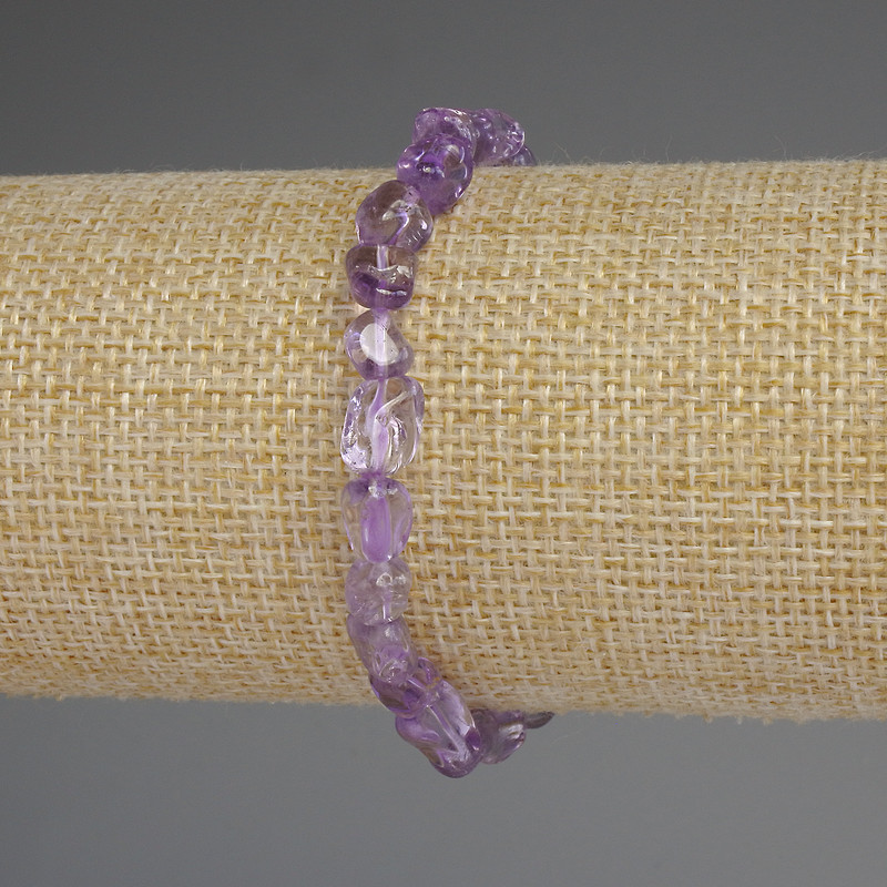 Amethyst Bead Faceted Bracelet, 8×6 mm, stretchy, 18 cm