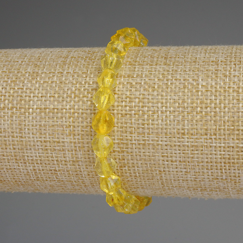 Bracelet Citrine Multisided, 7x7 mm stones, stretchy 18 cm length