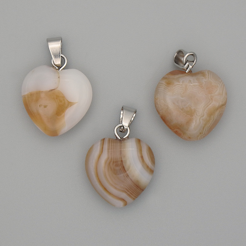 Pendant Heart Agate 15x15x23mm+