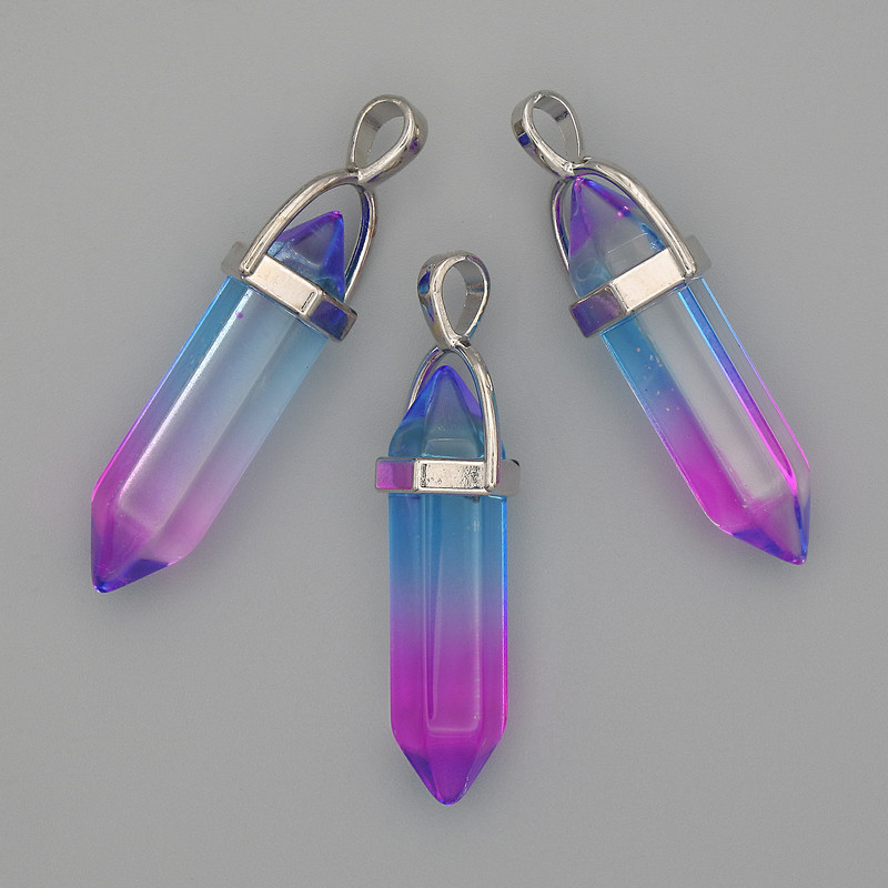 Pendant Multicolor Glass Hexagonal Crystal Ball 8x31x41mm+