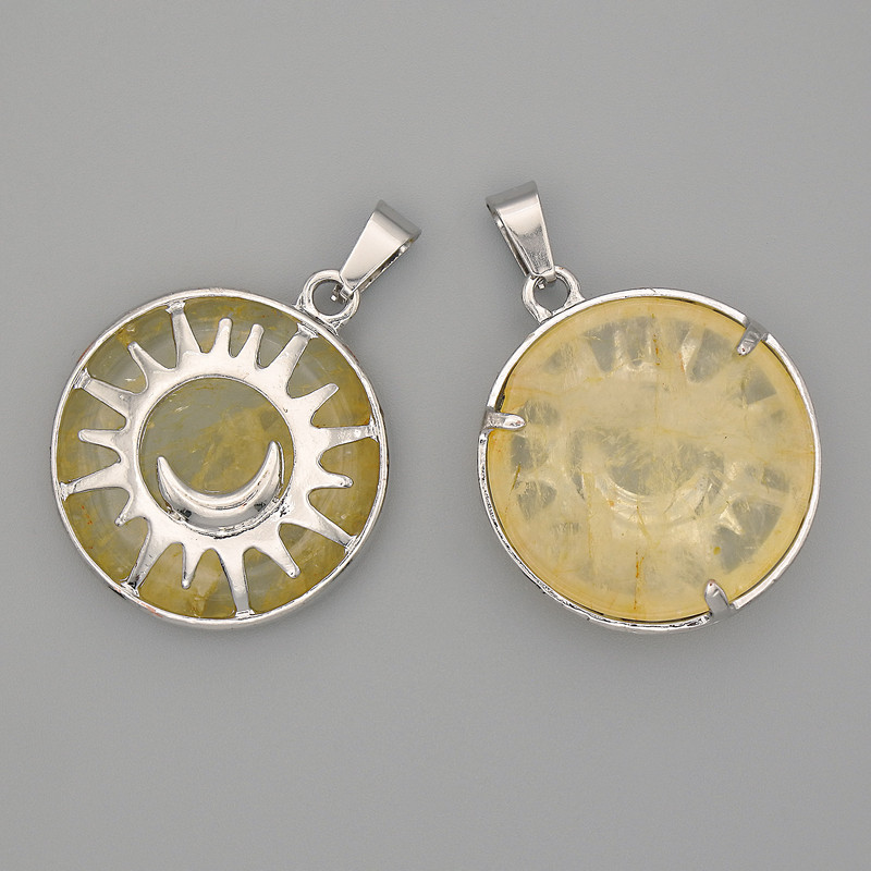 Citrine Pendant in Sun Frame, 27mm diameter+