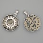 Dalmatian Jasper Pendant in Sun Shape, 27mm+ Diameter