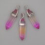 Glassy Hexagonal Crystal Pendant 8x31x41 mm, multicolor
