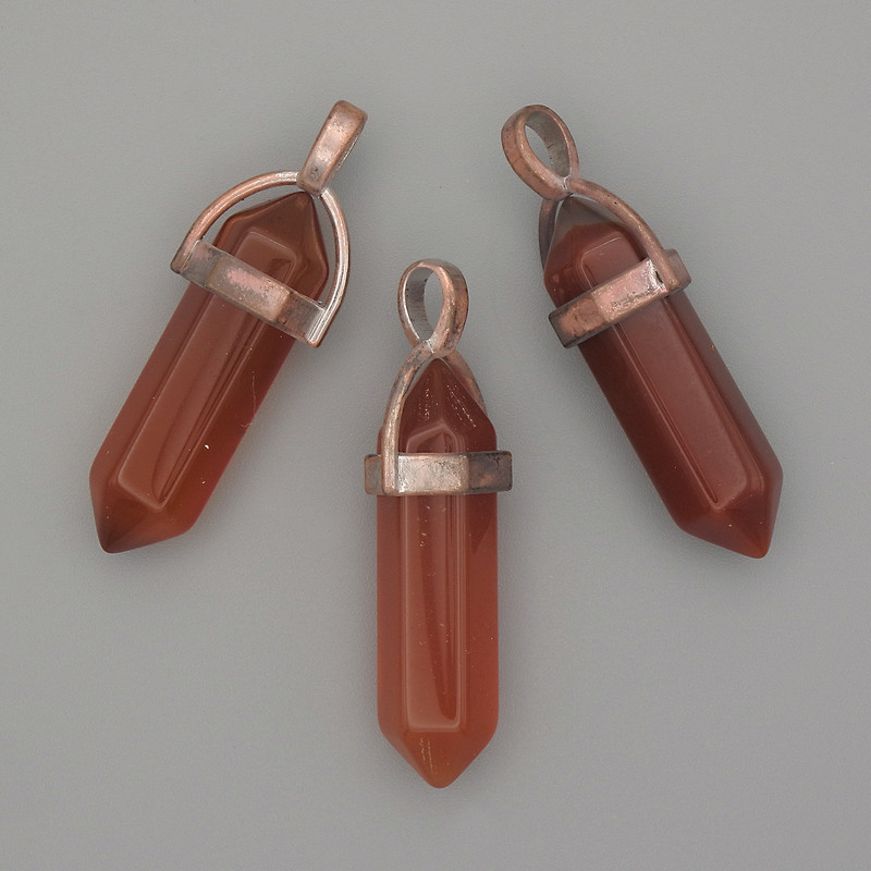 Clearance! Carnelian Hexagonal Crystal Pendant 8x31x41mm (sphere)