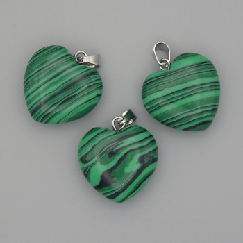 Heart Necklace Malachite 20x20x25mm+