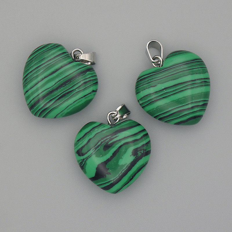 Heart Necklace Malachite 20x20x25mm+