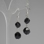 Earrings Black Onyx Multifaceted 10mm+ 12mm+ length 50mm+
