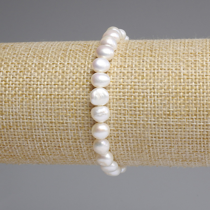 Bracelet Freshwater Pearls 7-7.5×6-6.5 mm, 5 mm ±, length 18 cm ± on stretch