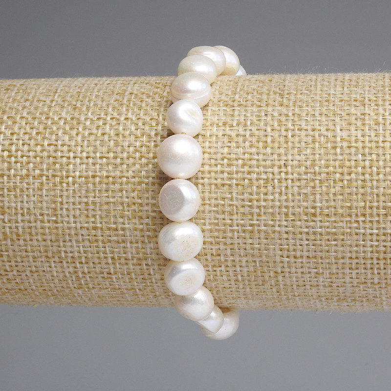 Bracelet Freshwater Pearls 7.5-8×6.5-7mm ±, length 18cm ± Elastic