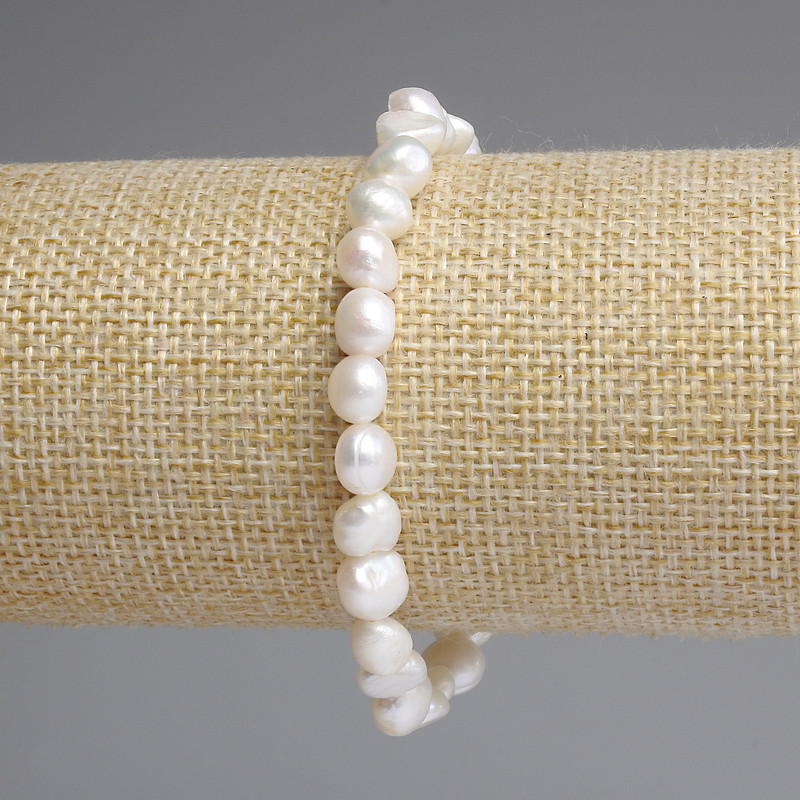 Bracelet Freshwater Pearls 7-8x6, 5-7mm +-, length 18cm +-, stretch