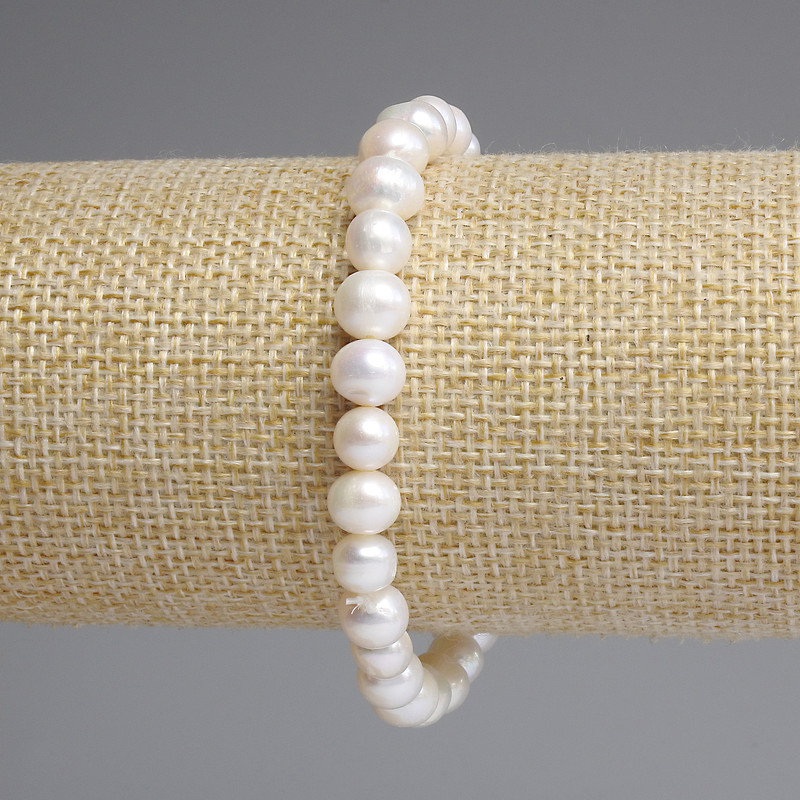 Bracelet Freshwater Pearls 7-8×6-6, 5mm+-, length 18cm +-/ stretchy