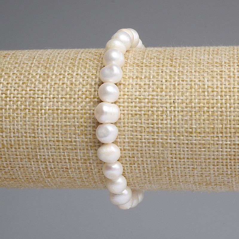 Bracelet Freshwater Pearls 8-9×7-7, 5mm+-, length 18cm + -stretch