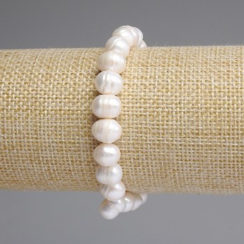 Bracelet Freshwater Pearls 10x8mm ±, length 18cm ± stretch