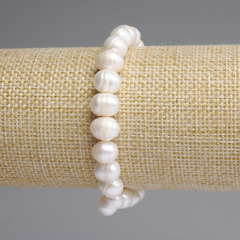 Bracelet Freshwater Pearls 10x8mm ±, length 18cm ± stretch