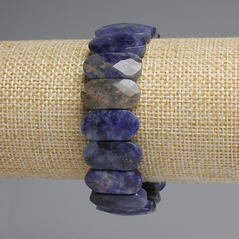 Bracelet Sodalite Faceted Rounded Link, 20×10 mm diameter ±, length 18 cm ± stretch