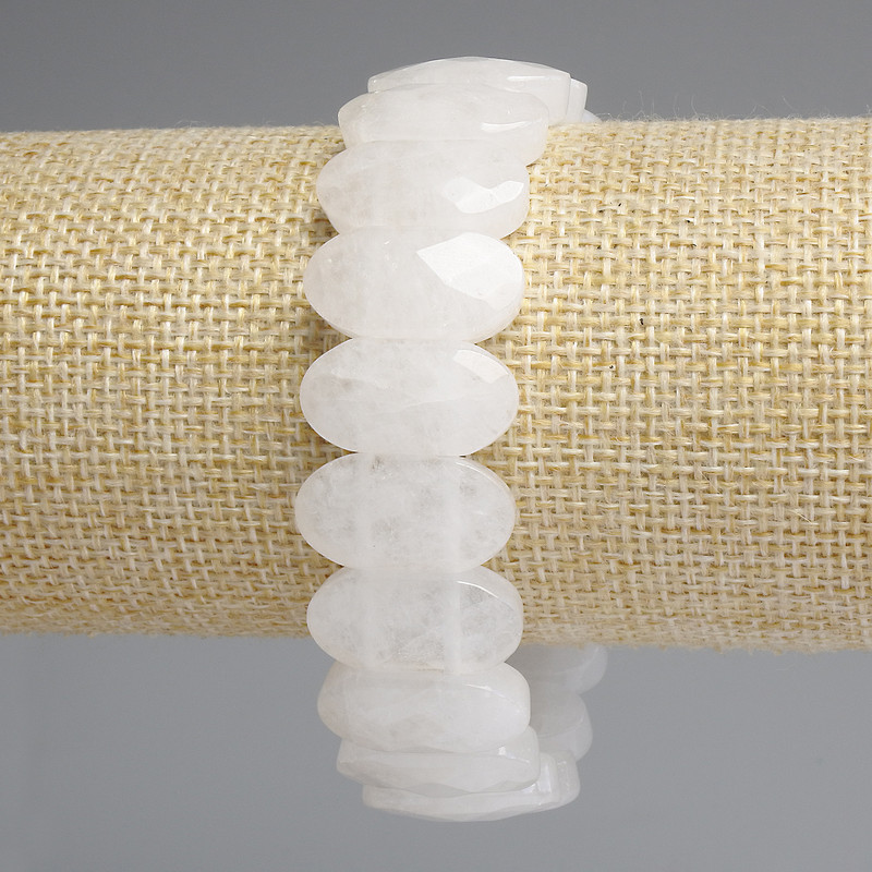 Bracelet Mountain Crystal Faceted Rounded Link, diameter 20x10, 5mm±, length 18cm±, stretch