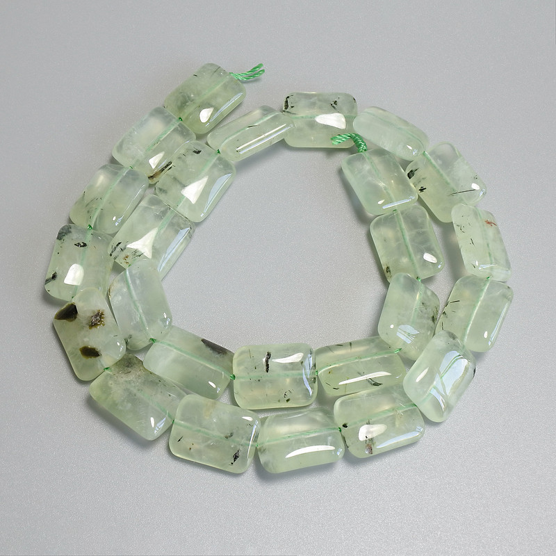 Prehnite Beads Rectangular 16x12mm on Thread, 40cm+ Length