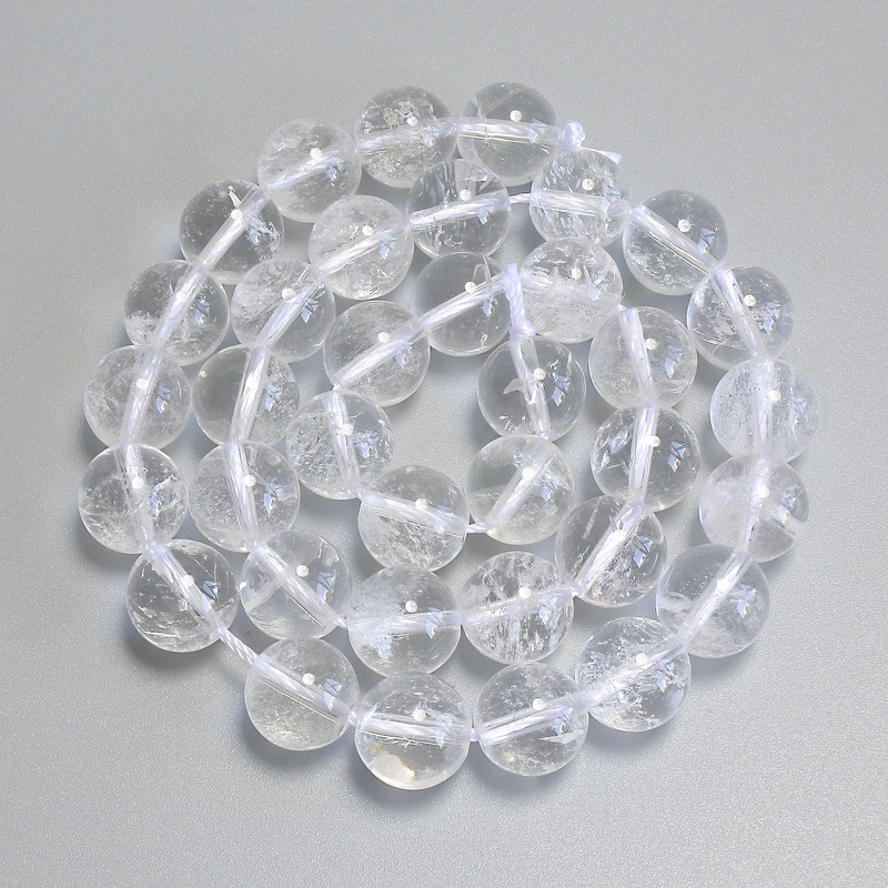Rock Crystal Beads Smooth Sphere 10.5 mm ± on thread, length 37 cm+