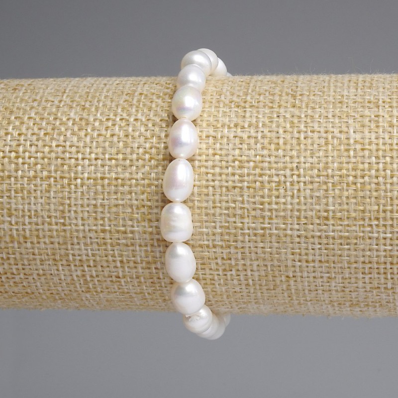 Bracelet Freshwater Pearls 7x5-5, 5mm+-, length 18cm +-/stretch